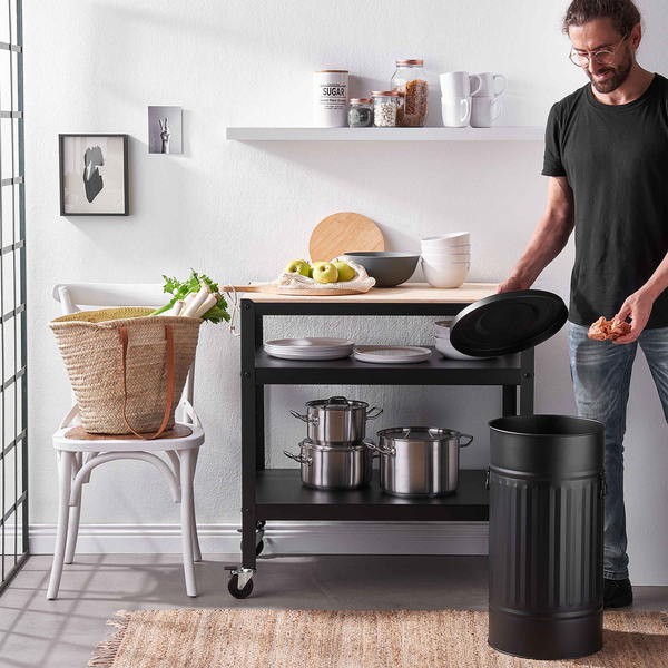 Mülltonne Oskar ZINC - Zink - Schwarz - Schwarz