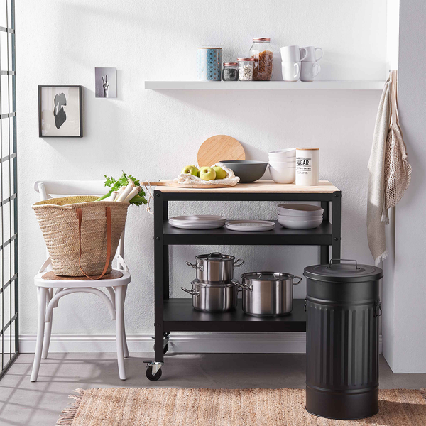 Mülltonne Oskar ZINC - Zink - Schwarz - Schwarz