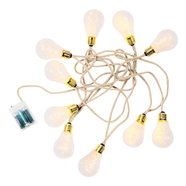 LED-Lichterkette BULB LIGHTS - Klarglas / Jute - 10-flammig