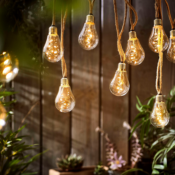 LED-Lichterkette BULB LIGHTS - Klarglas / Jute - 10-flammig