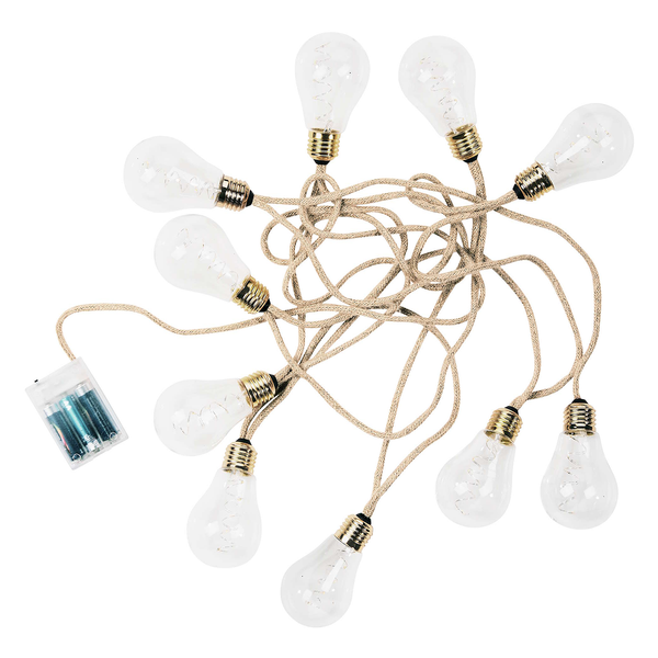 LED-Lichterkette BULB LIGHTS - Klarglas / Jute - 10-flammig