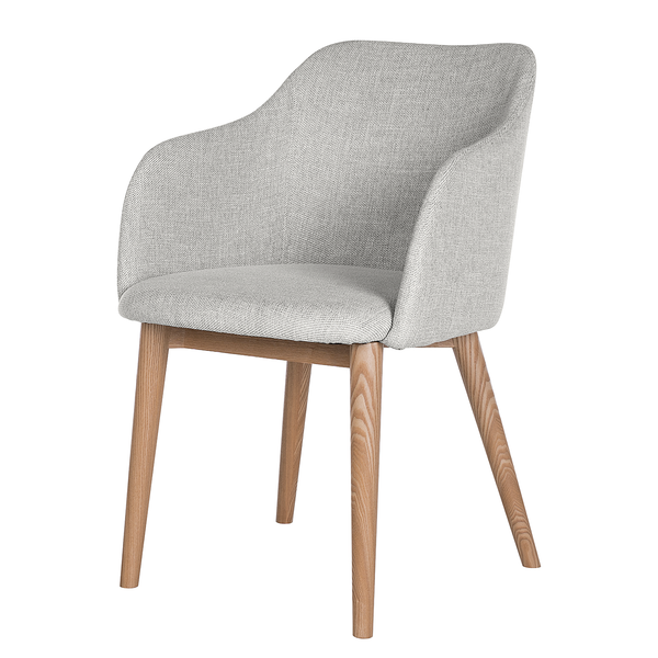 Armlehnenstuhl Corrie - Webstoff / Esche massiv - Hellgrau