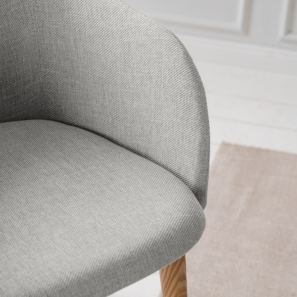 Armlehnenstuhl Corrie - Webstoff / Esche massiv - Hellgrau