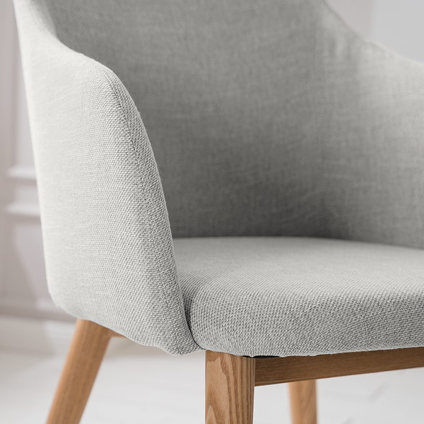Armlehnenstuhl Corrie - Webstoff / Esche massiv - Hellgrau