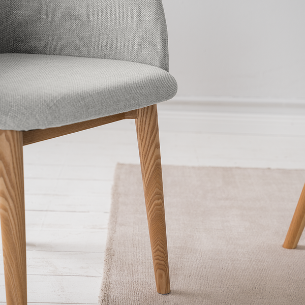 Armlehnenstuhl Corrie - Webstoff / Esche massiv - Hellgrau