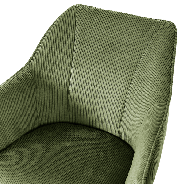Drehbarer Armlehnenstuhl FUENTES 2er-Set - Cord - Cordstoff Caron: Antikgrün