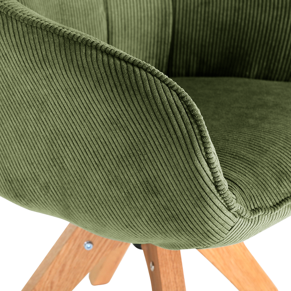 Drehbarer Armlehnenstuhl FUENTES 2er-Set - Cord - Cordstoff Caron: Antikgrün