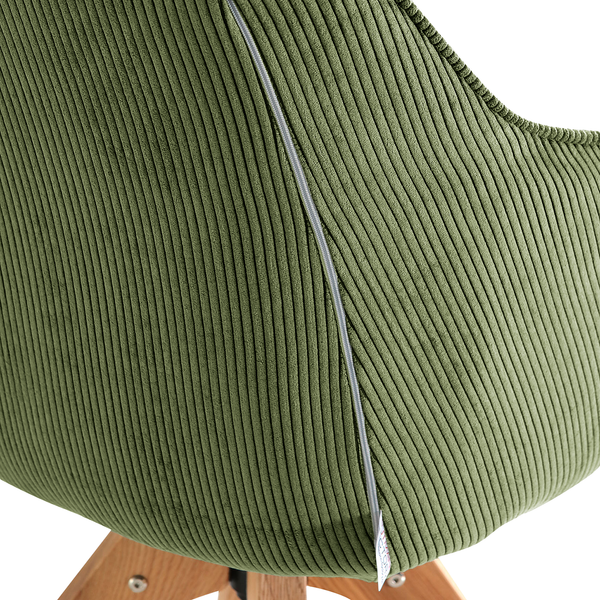 Drehbarer Armlehnenstuhl FUENTES 2er-Set - Cord - Cordstoff Caron: Antikgrün