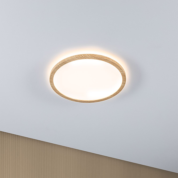 LED-Deckenleuchte Atria Shine Rund Oak - Kunststoff / Eiche Optik - Braun - 1-flammig - Durchmesser: 29 cm - Warmweiß