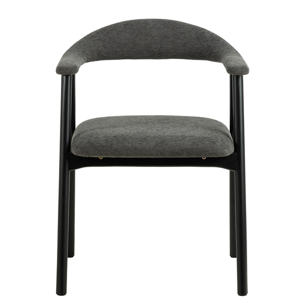 Armlehnenstuhl MESITA 2er-Set - Webstoff Aphra: Dunkelgrau - Schwarz
