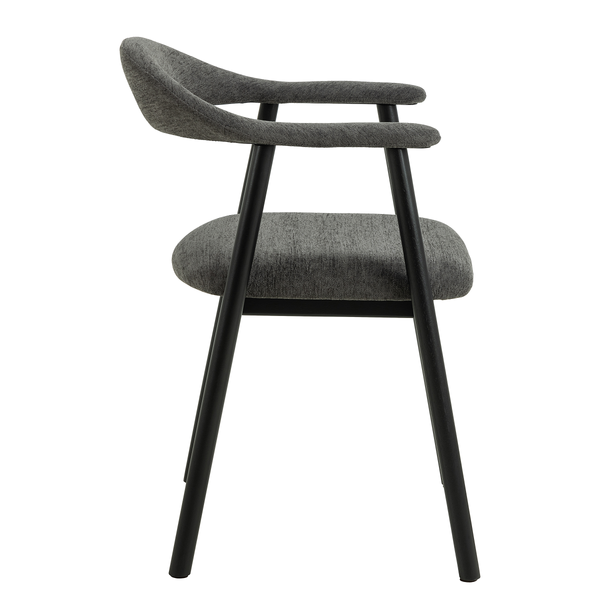 Armlehnenstuhl MESITA 2er-Set - Webstoff Aphra: Dunkelgrau - Schwarz