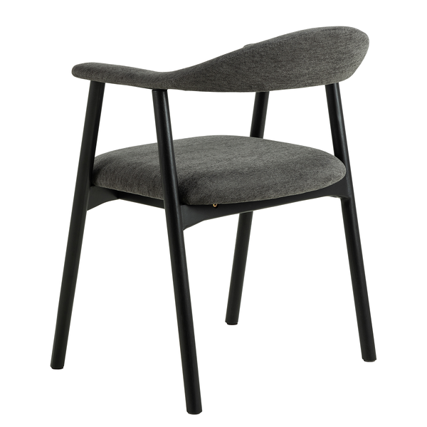 Armlehnenstuhl MESITA 2er-Set - Webstoff Aphra: Dunkelgrau - Schwarz