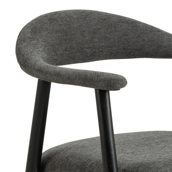 Armlehnenstuhl MESITA 2er-Set - Webstoff Aphra: Dunkelgrau - Schwarz