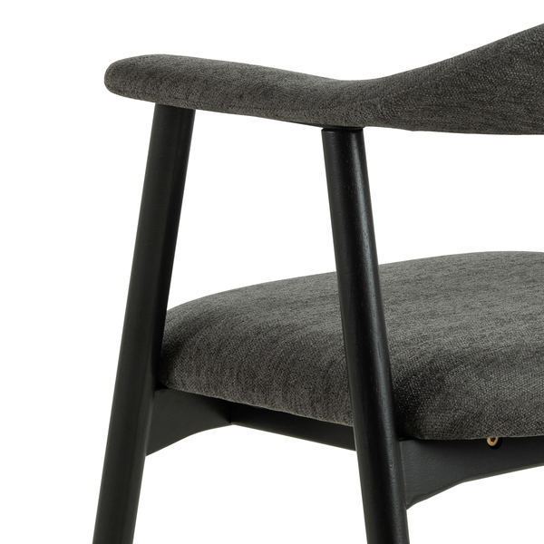 Armlehnenstuhl MESITA 2er-Set - Webstoff Aphra: Dunkelgrau - Schwarz