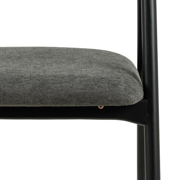 Armlehnenstuhl MESITA 2er-Set - Webstoff Aphra: Dunkelgrau - Schwarz