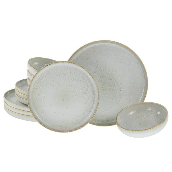 Tellerset Vintage 12-teilig - Weiß - Keramik - Andere - 42 x 40 x 36 cm