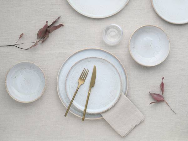 Tellerset Vintage 12-teilig - Weiß - Keramik - Andere - 42 x 40 x 36 cm