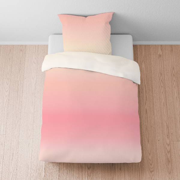 Seersucker-Bettwäsche Farbverlauf - Baumwolle - Koralle - 135 x 200 cm + Kissen 80 x 80 cm