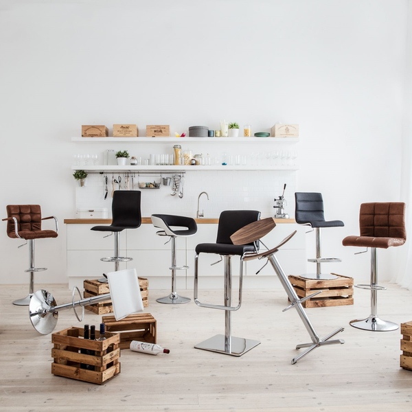 Barstuhl Fitzgerald - Antikbraun / Chrom - Einzelstuhl