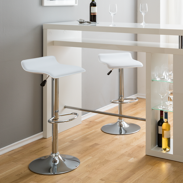 Barhocker Soraia (2er-Set) - Kunstleder - Weiß / Chrom