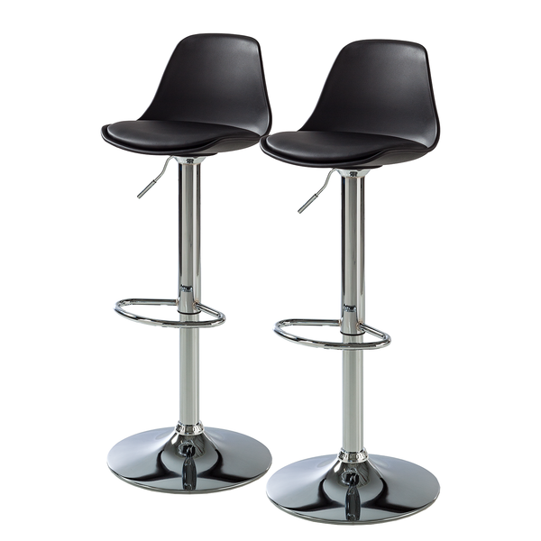Barstuhl Batya (2er-Set) - Kunststoff / Edelstahl - Schwarz