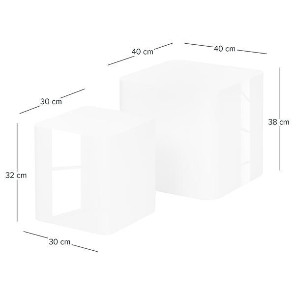 Beistelltisch Square (2er-Set) - Hochglanz Weiß