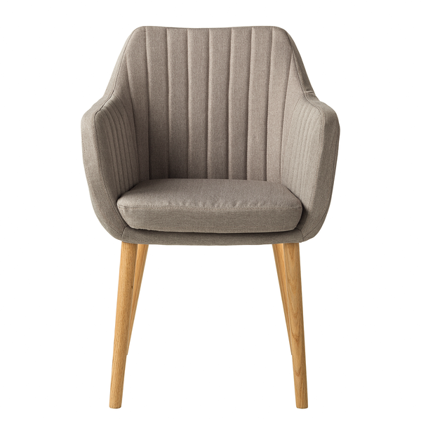 Armlehnenstuhl Leedy - Webstoff / Eiche massiv - Webstoff Zea: Beige - Einzelstuhl