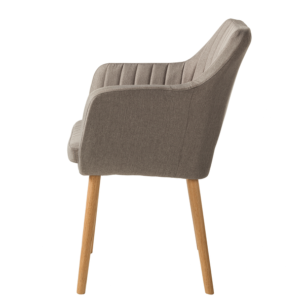Armlehnenstuhl Leedy - Webstoff / Eiche massiv - Webstoff Zea: Beige - Einzelstuhl