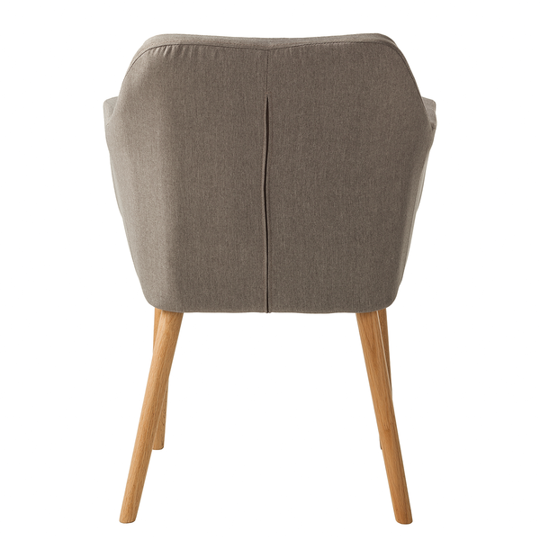 Armlehnenstuhl Leedy - Webstoff / Eiche massiv - Webstoff Zea: Beige - Einzelstuhl