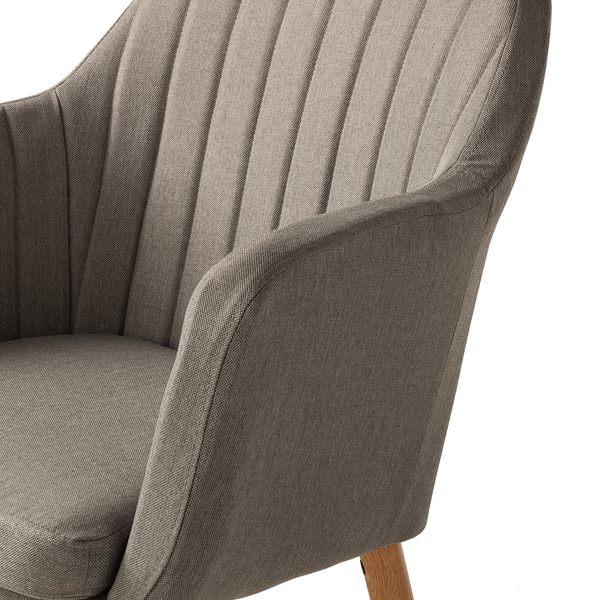 Armlehnenstuhl Leedy - Webstoff / Eiche massiv - Webstoff Zea: Beige - Einzelstuhl