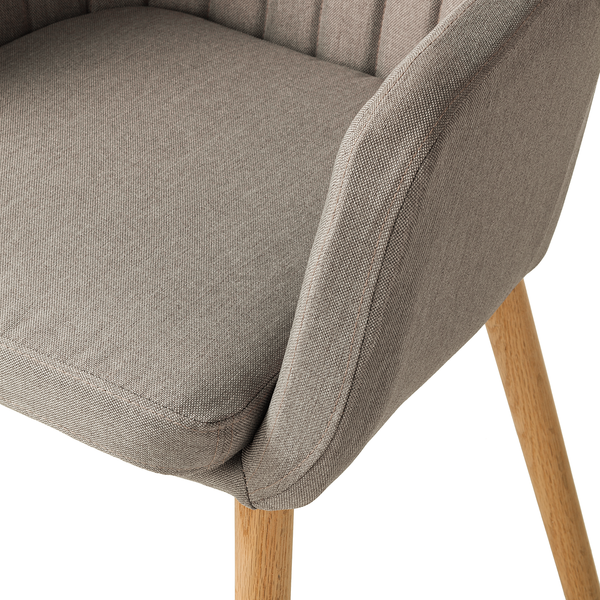 Armlehnenstuhl Leedy - Webstoff / Eiche massiv - Webstoff Zea: Beige - Einzelstuhl