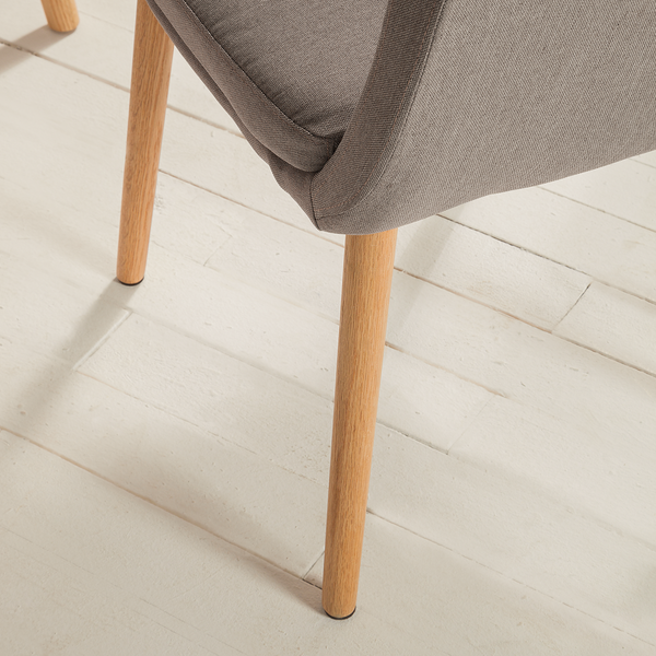 Armlehnenstuhl Leedy - Webstoff / Eiche massiv - Webstoff Zea: Beige - Einzelstuhl
