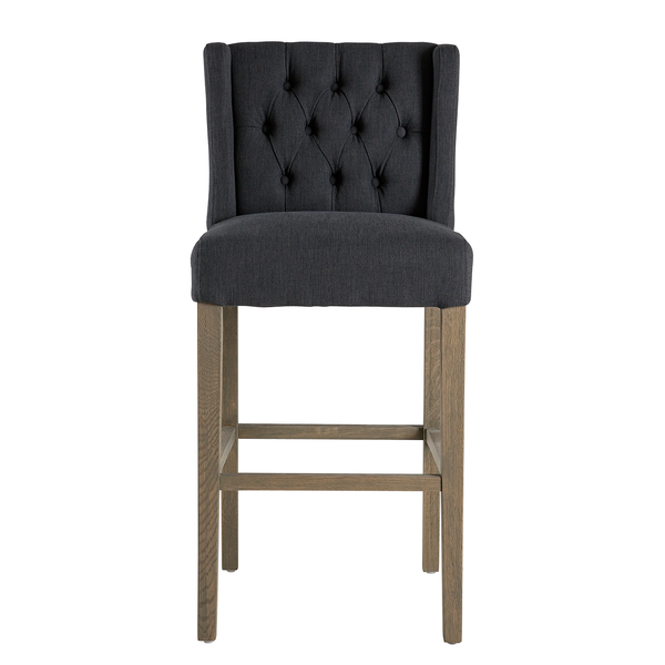 Barstuhl Nola Webstoff - Webstoff / Eiche massiv - Dunkelgrau / Eiche Dunkel