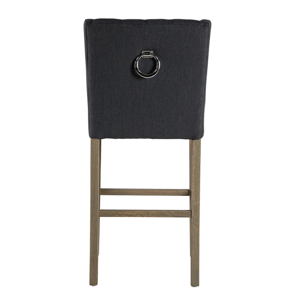 Barstuhl Nola Webstoff - Webstoff / Eiche massiv - Dunkelgrau / Eiche Dunkel