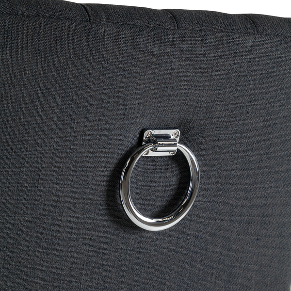 Barstuhl Nola Webstoff - Webstoff / Eiche massiv - Dunkelgrau / Eiche Dunkel