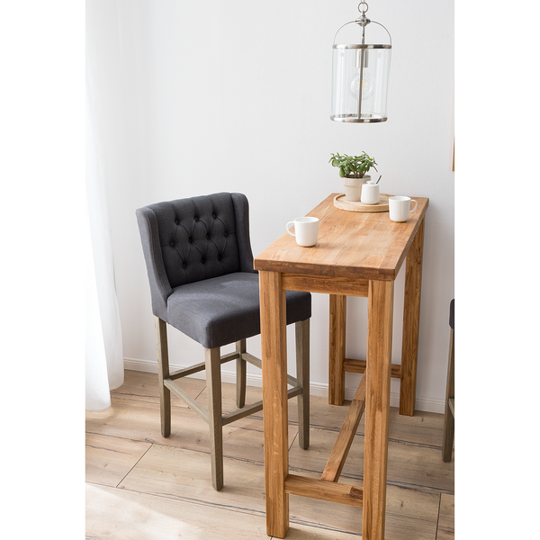 Barstuhl Nola Webstoff - Webstoff / Eiche massiv - Dunkelgrau / Eiche Dunkel