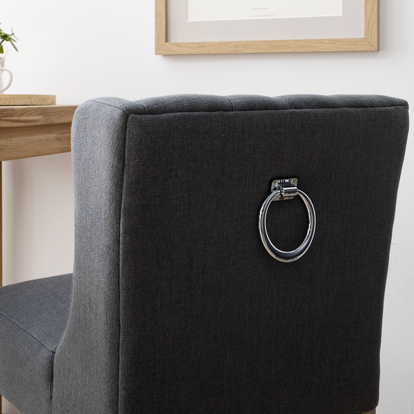 Barstuhl Nola Webstoff - Webstoff / Eiche massiv - Dunkelgrau / Eiche Dunkel