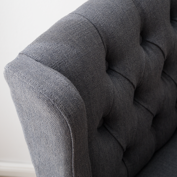 Barstuhl Nola Webstoff - Webstoff / Eiche massiv - Dunkelgrau / Eiche Dunkel