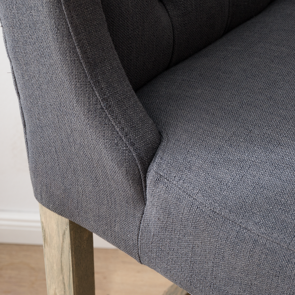 Barstuhl Nola Webstoff - Webstoff / Eiche massiv - Dunkelgrau / Eiche Dunkel