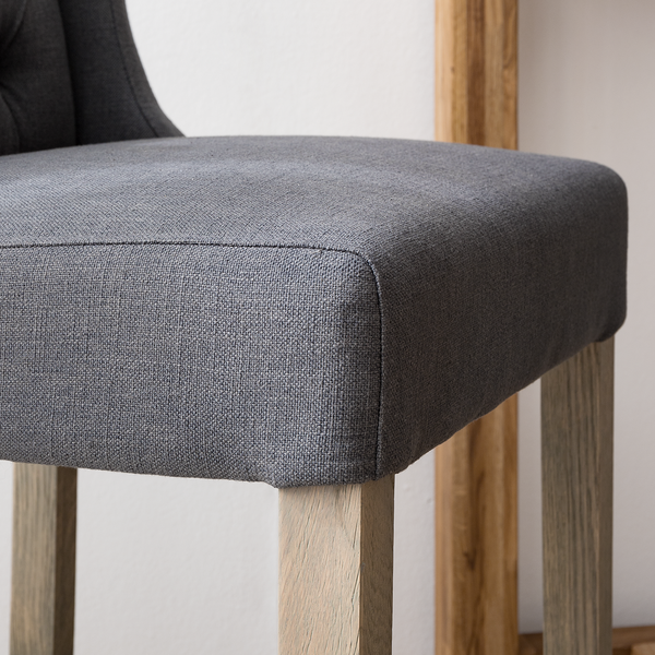 Barstuhl Nola Webstoff - Webstoff / Eiche massiv - Dunkelgrau / Eiche Dunkel