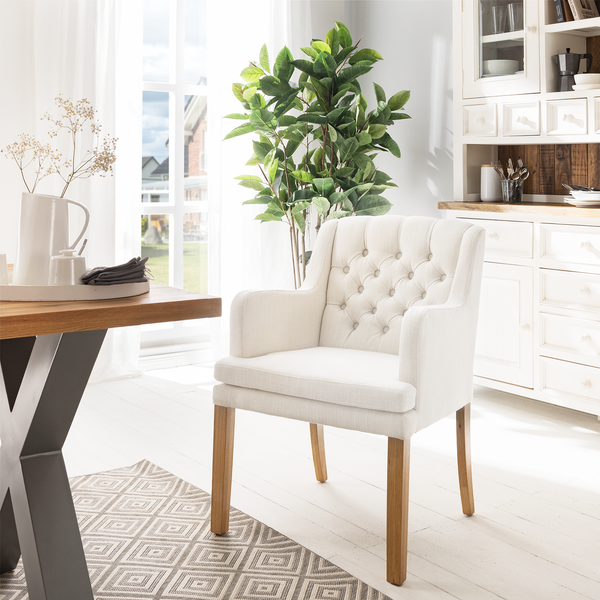 Armlehnenstuhl Austin - Webstoff Kyra: Weiß