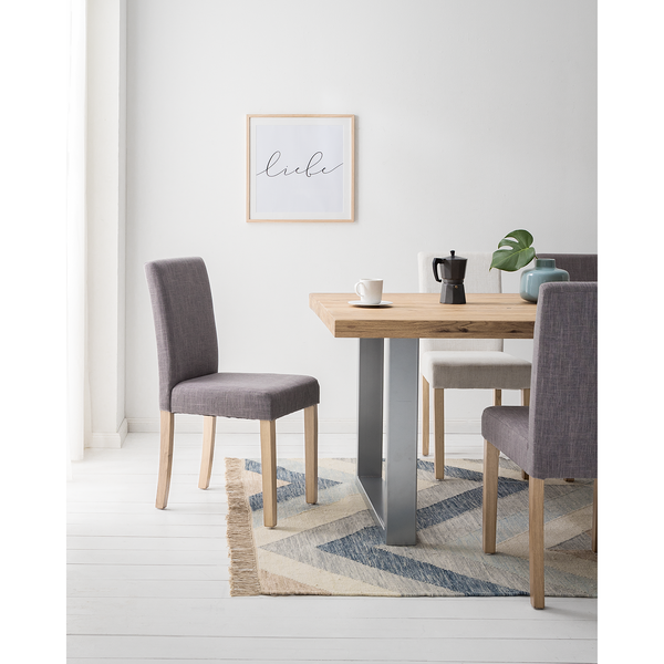 Polsterstuhl Nella II - Leinenstoff - Grau - 2er Set