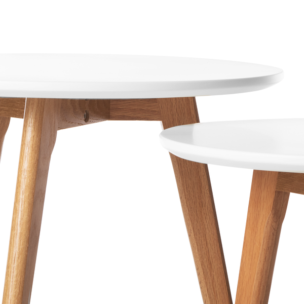 Beistelltisch-Set Nilla I (2-teilig) - Eiche teilmassiv - Matt Weiß