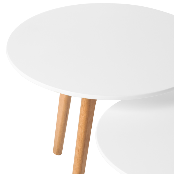 Beistelltisch-Set Nilla I (2-teilig) - Eiche teilmassiv - Matt Weiß
