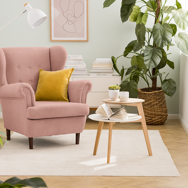 Beistelltisch Wolka - Eiche teilmassiv - Eiche / Weiß