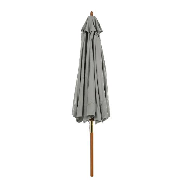 Sonnenschirm Sombrilla - Eukalyptus massiv / Polyester - Grau - Durchmesser: 270 cm