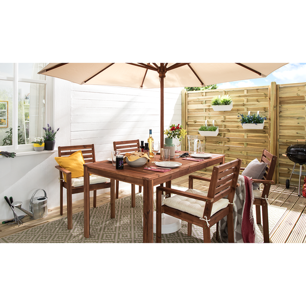Sonnenschirm Sombrilla - Eukalyptus massiv / Polyester - Beige - Durchmesser: 270 cm