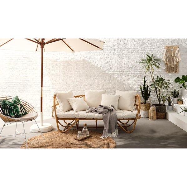 Sonnenschirm Sombrilla - Eukalyptus massiv / Polyester - Beige - Durchmesser: 270 cm