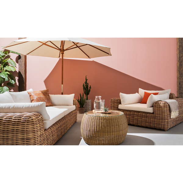 Sonnenschirm Sombrilla - Eukalyptus massiv / Polyester - Beige - Durchmesser: 270 cm