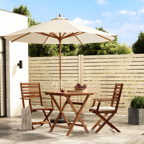 Sonnenschirm Sombrilla - Eukalyptus massiv / Polyester - Beige - Durchmesser: 270 cm